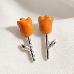 Sterling Silver Tulip Stud Earrings